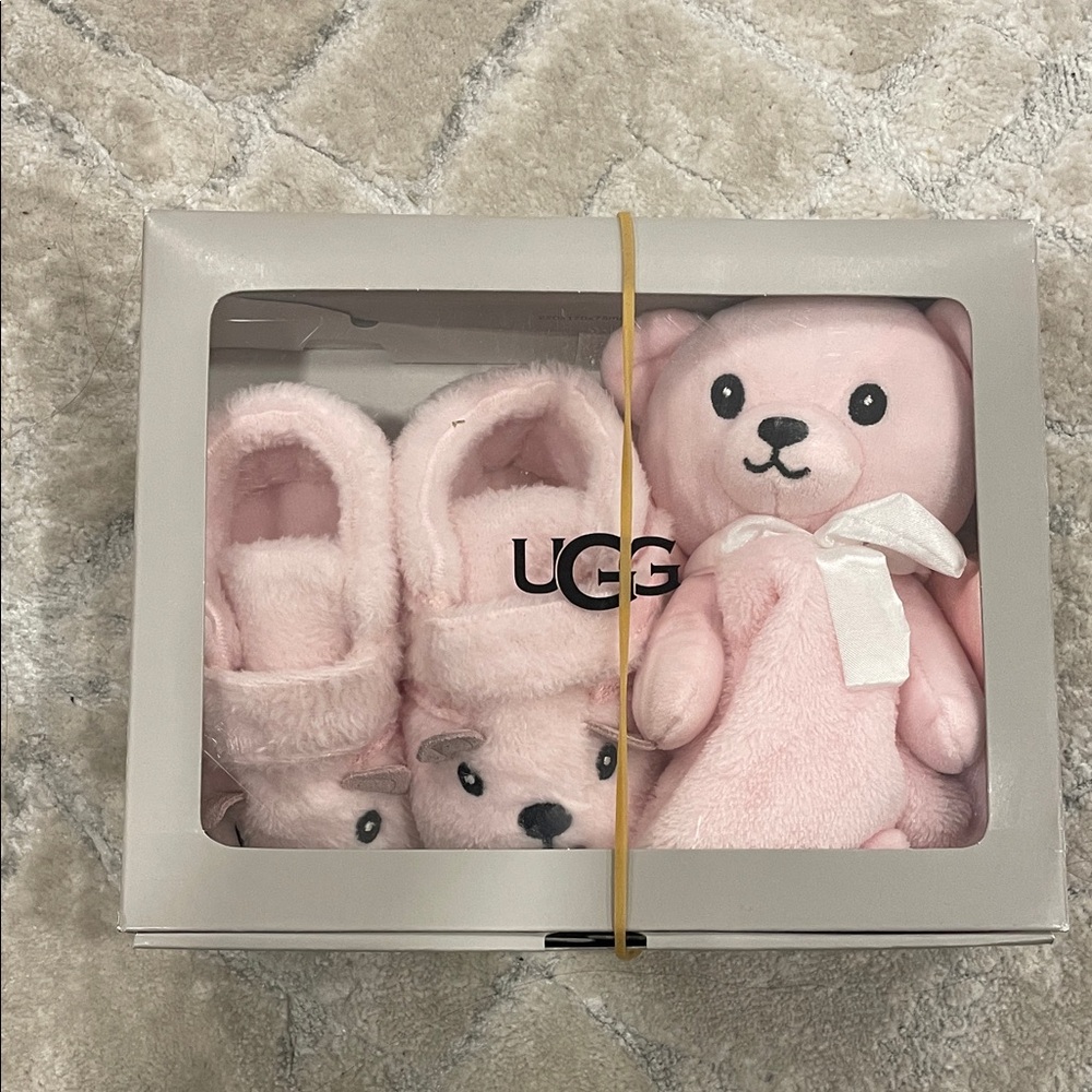 UGG Pink Kids Slippers with Teddy Bear